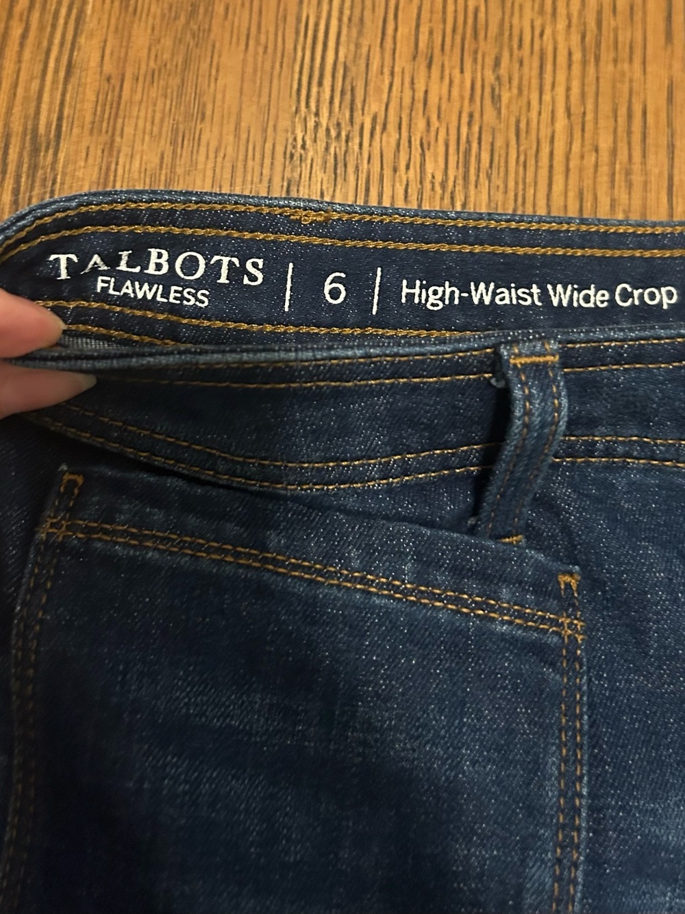 Talbots Dark Blue Cropped Wide-Leg Jeans front patch pockets - Picture 3 of 8